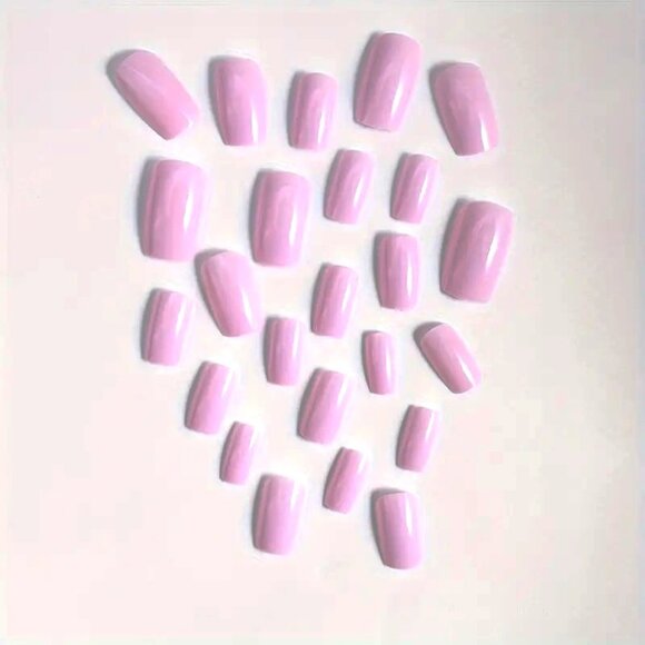 Nails Glossy Pink Press On 24 Stylish Trendy Glam Minimalist Reusable Pretty Fun - Picture 2 of 4